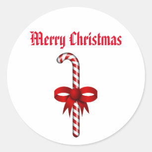 Sticker Rond Bâton de Sucre de canne de Noël