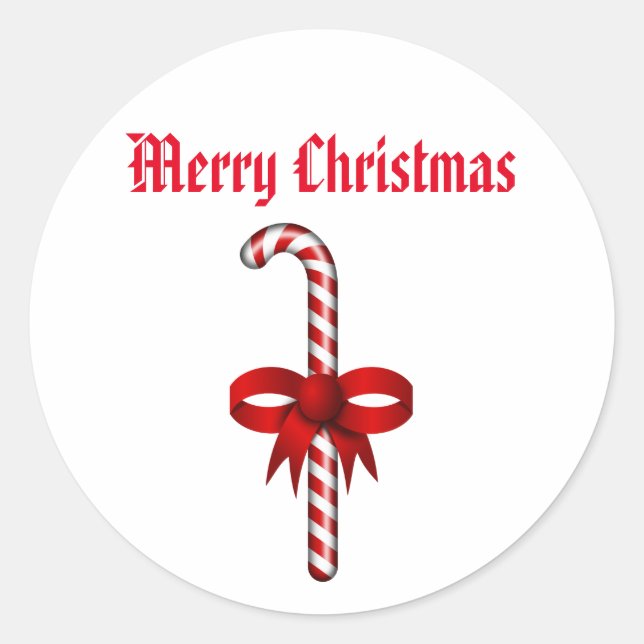 Sticker Rond Bâton de Sucre de canne de Noël (Devant)