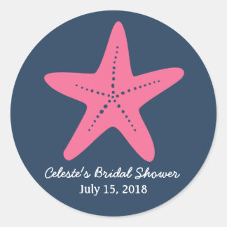 Sticker Rond Bâton rond Nautique Starfish, bleu marine rose