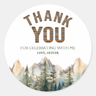 Sticker Rond Bâton Rustique de Merci de camping en bois