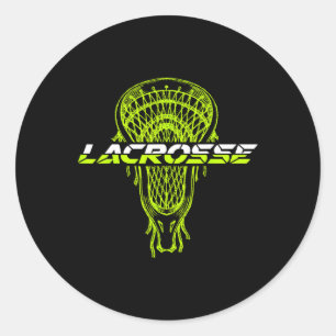 Sticker Rond Bâton vert Neon Crosse Lacrosse Sports