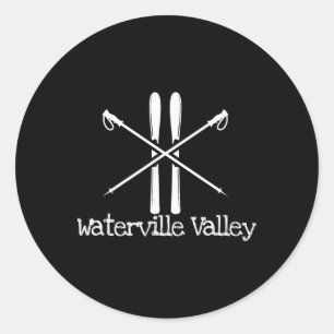 Sticker Rond Bâtons de ski rustiques de Waterville Valley Skis 