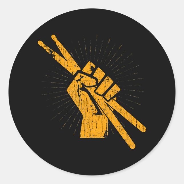 Sticker Rond Bâtons tambours Percussion Rocher de percussion (Devant)