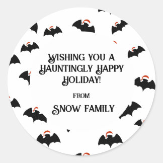 Sticker Rond Bats mignons avec chapeaux santa