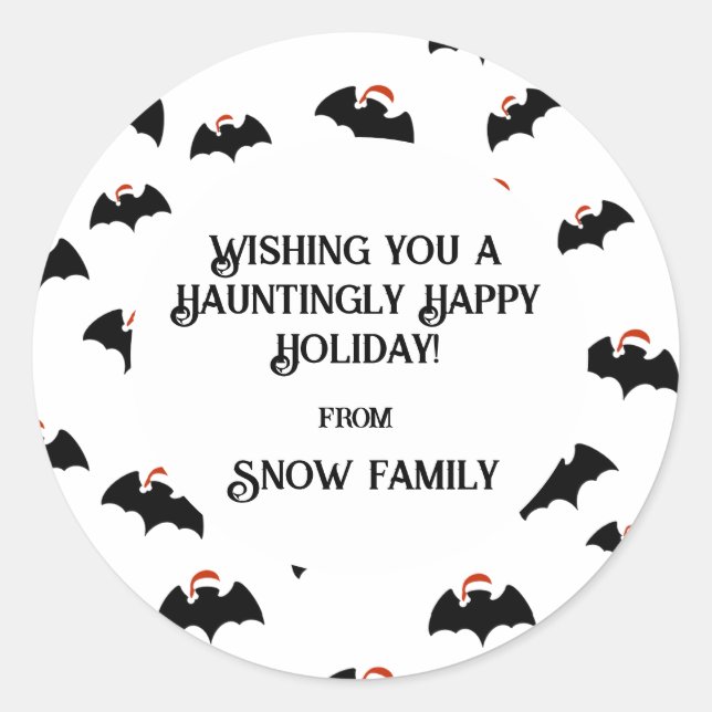 Sticker Rond Bats mignons avec chapeaux santa (Devant)