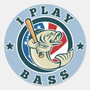 Sticker Rond Batte de baseball de basse à grande bouche