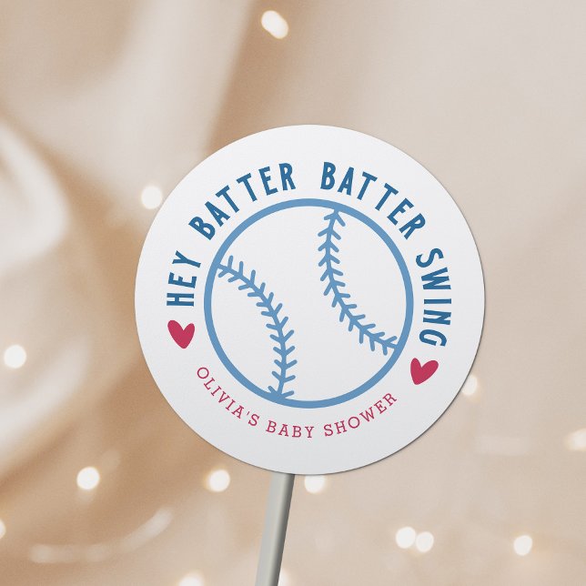 Sticker Rond Batteur Baby shower de baseball de baseball (Créateur téléchargé)