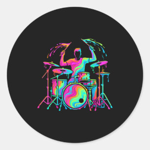 Sticker Rond Batteur cool joueur de batterie batteurs hommes en