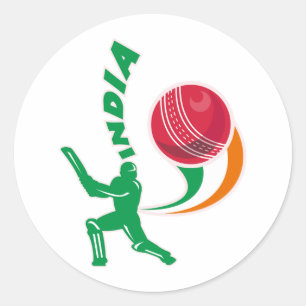 Sticker Rond batteur de boule de cricket maniant la batte