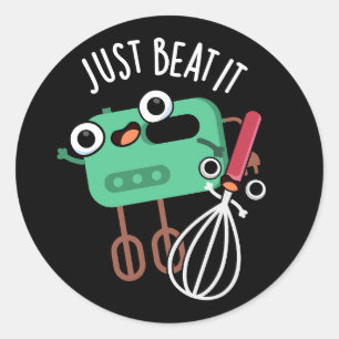 Sticker Rond Battez-Le Drôle Pun De Cuisson Dark BG