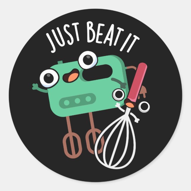 Sticker Rond Battez-Le Drôle Pun De Cuisson Dark BG (Devant)