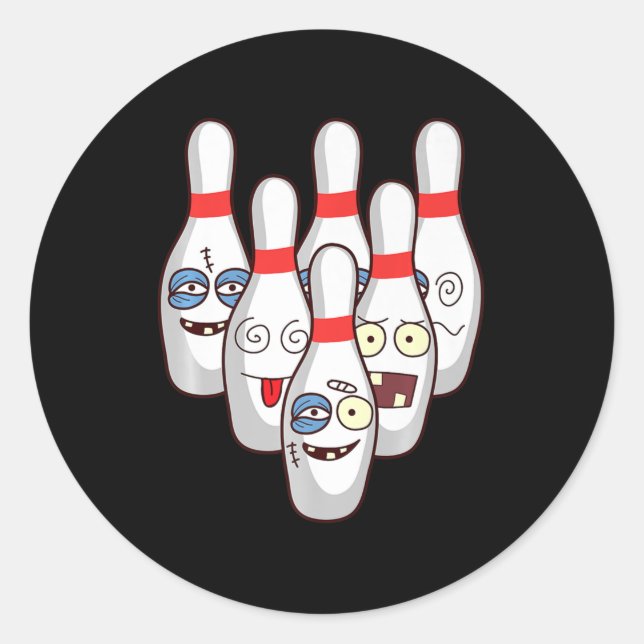 Sticker Rond Battez Les Épingles De Bowling Cute Ducks Jouer Le (Devant)