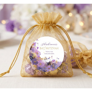 Sticker Rond Batzavah Fleurie Violet et Or