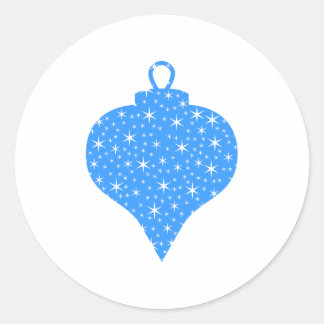 Sticker Rond Bauble de Noël bleu et blanc.
