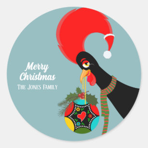 Sticker Rond Bauble de Noël du coq portugais