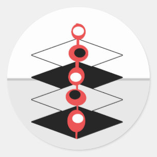 Sticker Rond Baubles d'art atomique rétro et plans géométriques
