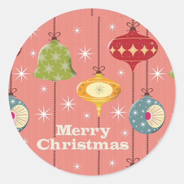 Sticker Rond Baubles de Noël modernes du milieu du siècle (Devant)