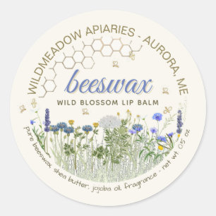 Sticker Rond Baume à lèvres en cire d'abeille avec Fleurs de pr
