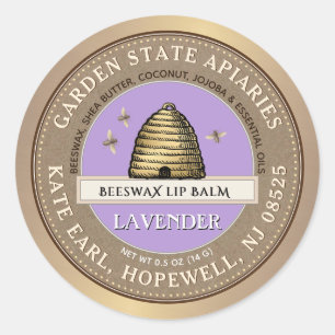 Sticker Rond Baume à lèvres en cire d'abeille avec skep Vintage
