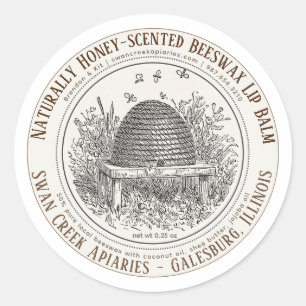 Sticker Rond Baume à lèvres et abeilles à parfum naturel