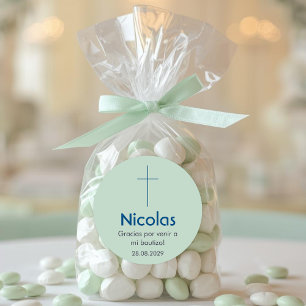 Sticker Rond Bautizo Baptême catholique Christening et Faveurs