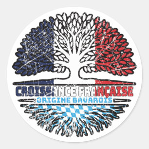 Sticker Rond Bavière Bavière Français France Arbre Drapeau