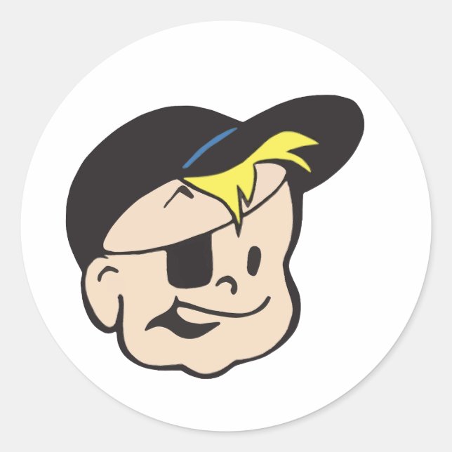 Sticker Rond Bazooka Joe Gum Head vinatge logo (Devant)