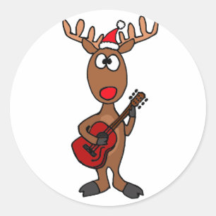 Sticker Rond BB- Reindeer Jouer de la guitare