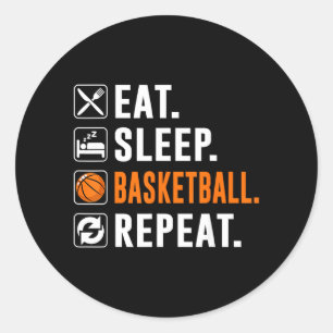 Sticker Rond Bball Manger Dormir Basball Répéter Drôle Basball