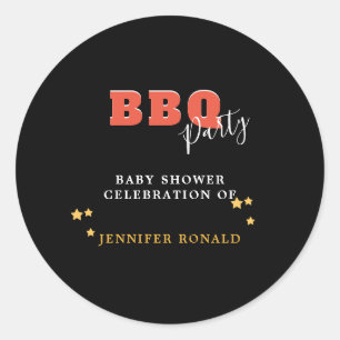 Sticker Rond BBQ Black et Red Baby shower Party