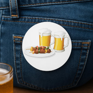 Sticker Rond BBQ brochettes et biscuits d'été de bière