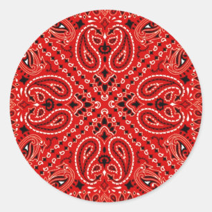 Sticker Rond BBQ Red Paisley Western