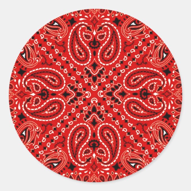 Sticker Rond BBQ Red Paisley Western (Devant)