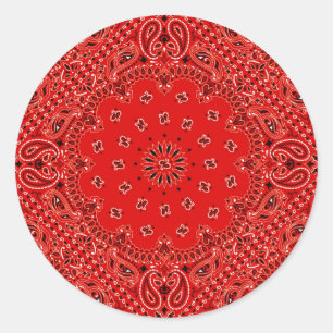 Sticker Rond BBQ Red Paisley Western
