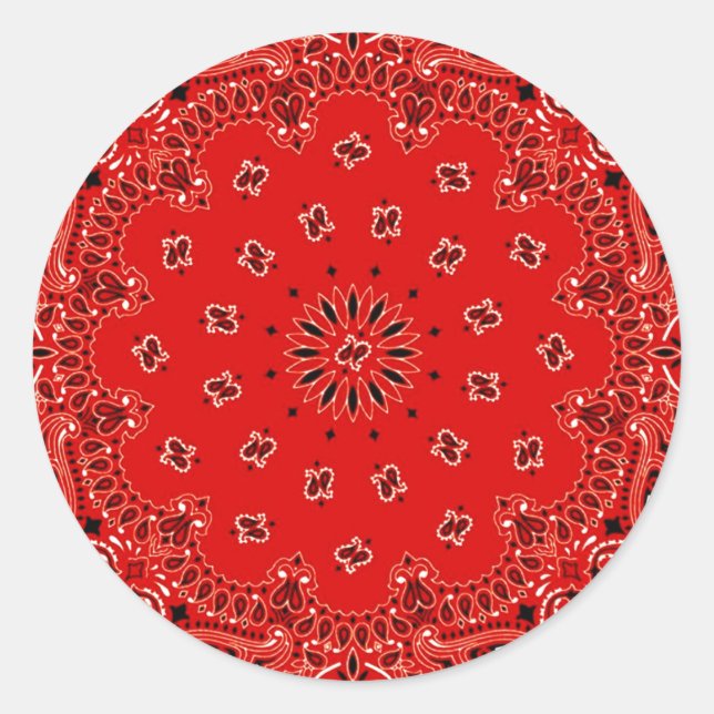 Sticker Rond BBQ Red Paisley Western (Devant)