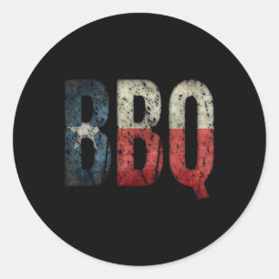 Sticker Rond Bbq Texas State Flag Byrbecue