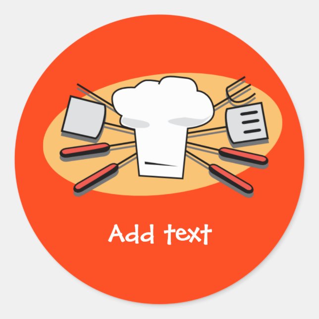 Sticker Rond BBQ Today modèle, personnalisable, (Devant)