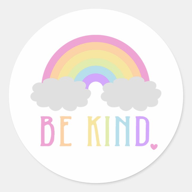 Sticker Rond Be Kind Pastel Rainbow (Devant)