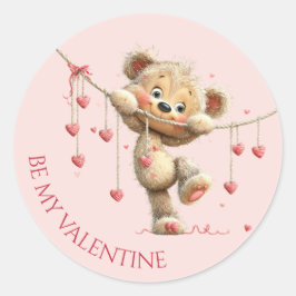 Sticker Rond  Be My Valentine Teddy Bear – Hanging Heart 