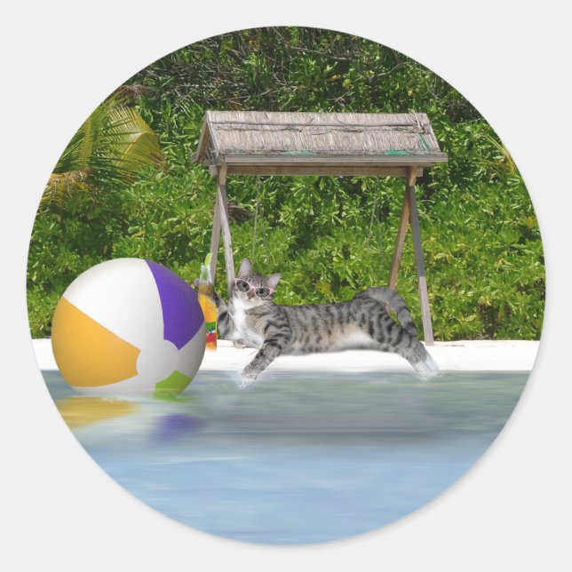 Sticker Rond Beach Ball Kitty (Devant)