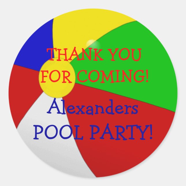 Sticker Rond Beach Ball Pool Party (Devant)
