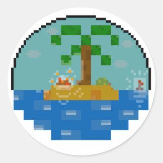 Sticker Rond Beach Biome globe [Nuit]