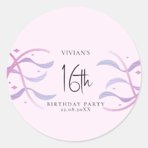 Sticker Rond Beach Blush Pink Sweet sixteen Party