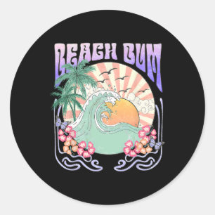 Sticker Rond Beach Bum Sunset Summer Vacances Hawaii Family Mat