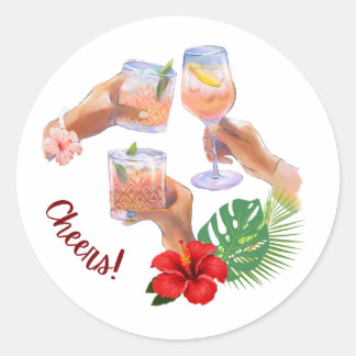 Sticker Rond Beach Cocktails Party