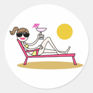 Sticker Rond Beach Girl