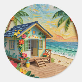 Sticker Rond Beach Home Coastal Art