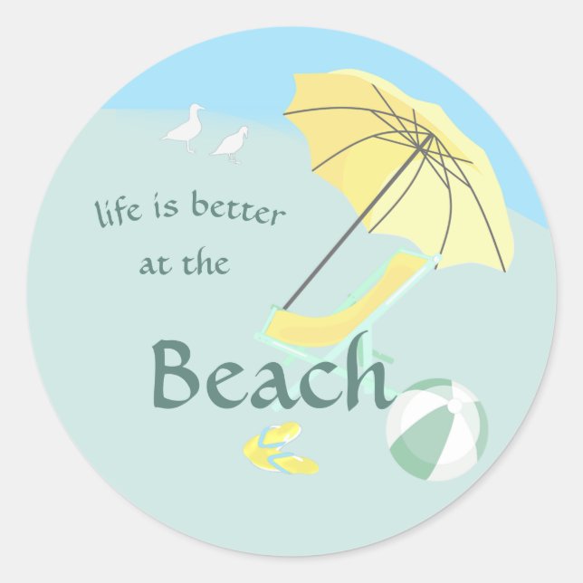 Sticker Rond Beach Lounge Chaise Vie mieux (Devant)