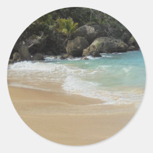 Sticker Rond Beach Palms Sea Waves Blank Seaside Modèle