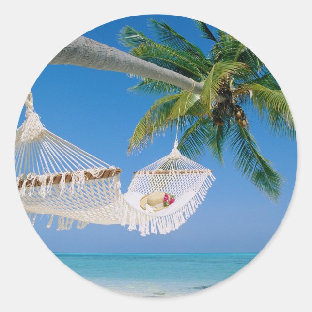 Sticker Rond Beach Paradise Vacances Hammock (Devant)